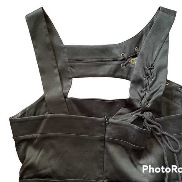 Black BCBG Shoelace Shoulder Detail Dress (Size 10) - Picture 9 of 11